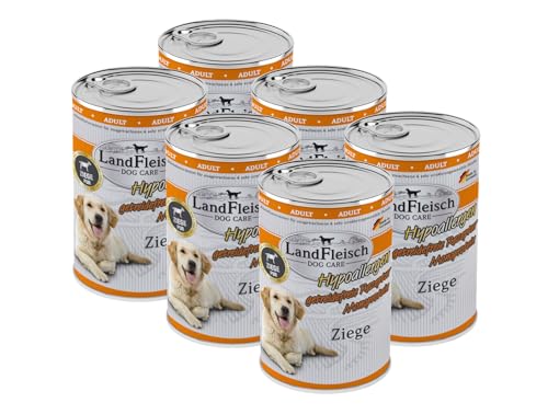 Landfleisch Hypoallergen Adult 6 x 400g Ziege | für ernährungssensible Hunde | Ohne Gluten, Zucker, GVO & Soja | Monoprotein