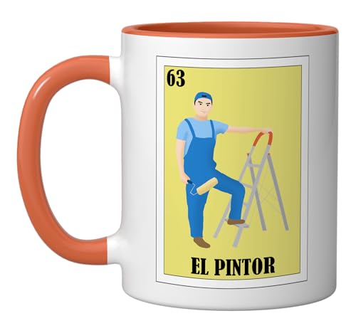 Taza cerámica El Pintor diseño mexicano naranja y blanco miniatura 1