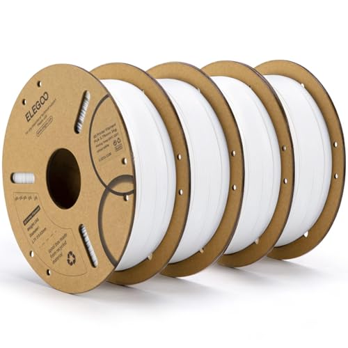 Image of ELEGOO PLA Filament 1.75mm White 4KG, 3D Printer Dimensional Accuracy + /- 0.02mm, 4 Pack 1kg Cardboard Spool (2.2lbs) Fits Most FDM 3D Printers