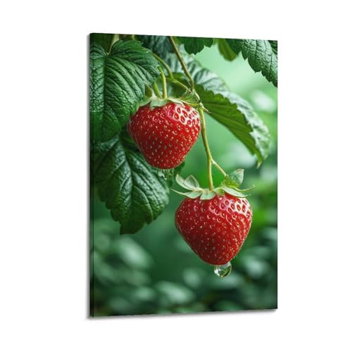 Poster mural moderne fraises sur vignes 40x60 cm decoration cuisine