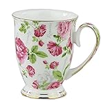 FlorisHome Fine Bone China Romantic Rose Coffee Mug Tea Cup 11 oz 330 ml
