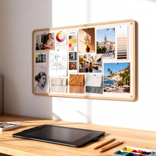 CEWROM Rechteckige Filz-Pinnwand, 60 * 80CM Pinnwand Groß Selbstklebend, Dekorative Pinnwand mit 25 Pinnnadeln, 0,9cm Dick, Moderne Pinnwands Ohne Bohren eignen sich für Büros, Schulen, Kinderzimmer