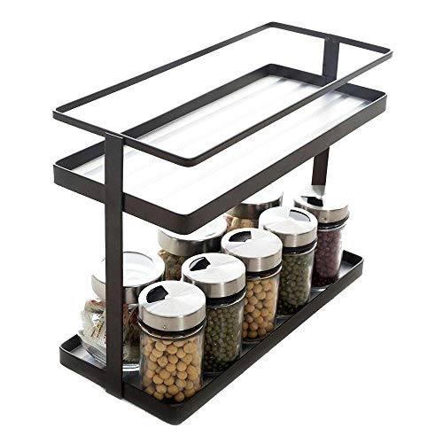 2-Tier Spice Rack Organizer - Kitchen In-cabinet Seasoning Jar Storage Shelf/Bathroom Countertop St