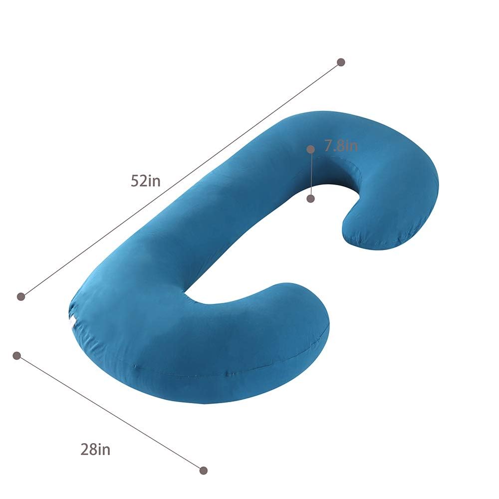 yoyomax Pregnancy Pillows, C Shaped Full Body Maternity Pillow Memory Foam Pregnancy Pillow with Removable Jersey Cover, 52 Inch Pregnancy Pillows for Sleeping-NAVYBLUE