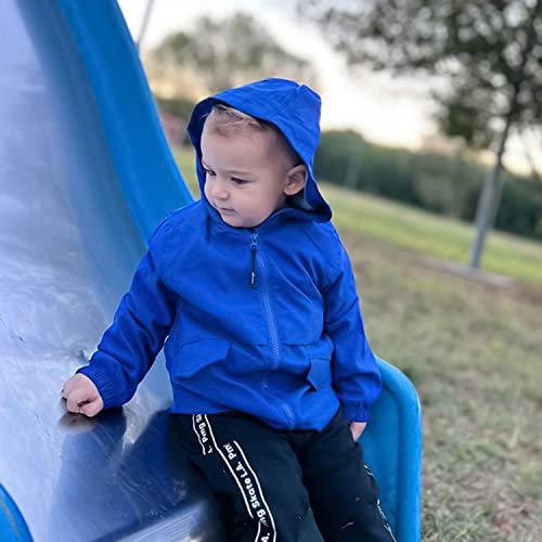 Image of Volunboy Toddler Boys Windbreaker Casual Outerwear Kids Lightweight Zip Hooded Jacket Baby Cute Dust Coat