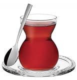 Topkapi - 18-tlg Türkisches Tee-Set Selma-Sultan, 6 Teegläser, 6 Untersetzer, 6 Teelöffel, Komplett-Set