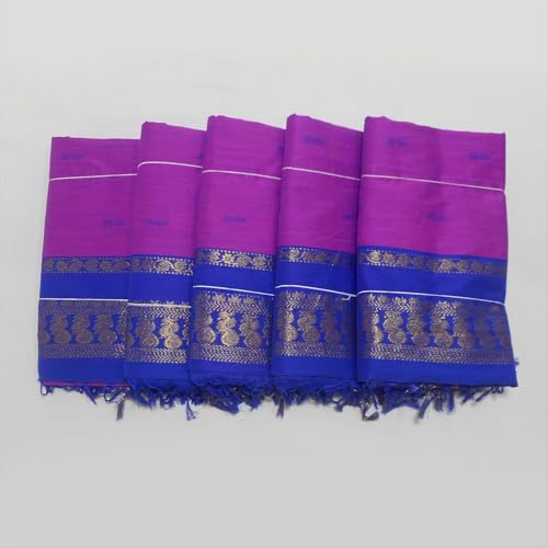 Image of Pure Kalyani Cotton Saree | Zari Border & Blouse Piece - Lata Gadwal Design | Traditional Saree