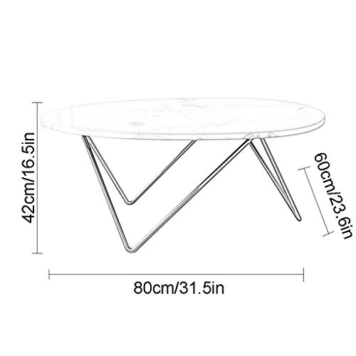 Table basse en marbre blanc moderne 80cm avec piétement métal