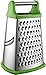 VBOK IGFE Grattugia a 4 lati in acciaio inox, per grattugia grossolana e fine, per frutta, verdura, carote, formaggio, lavabile in lavastoviglie, verde chiaro