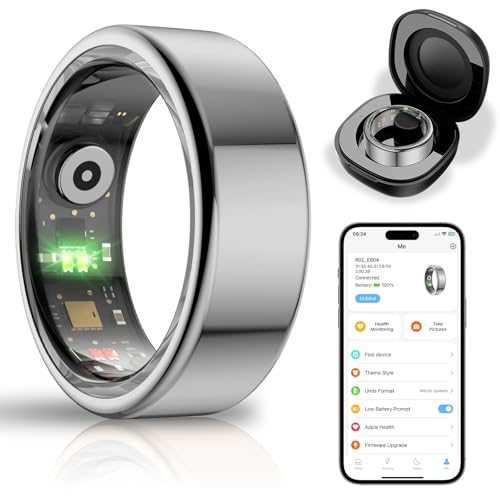 Smart Health Ring for Women Men,Fitness Tracker Smart Ring with Heart Rate,Sleep Monitor,Blood Oxygen,Steps,IP68 Waterproof Up to 5-7 Days Battery Life for iOS Android,No App Fee(Silver,11)