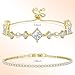 14K Gold Plated Cubic Zirconia Classic Tennis Bracelet Gold Bracelets Set for Women Trendy Jewelry Fashion Stackable Birthday Valentine Mother's Day Jewelry Gift (GSZH-021)