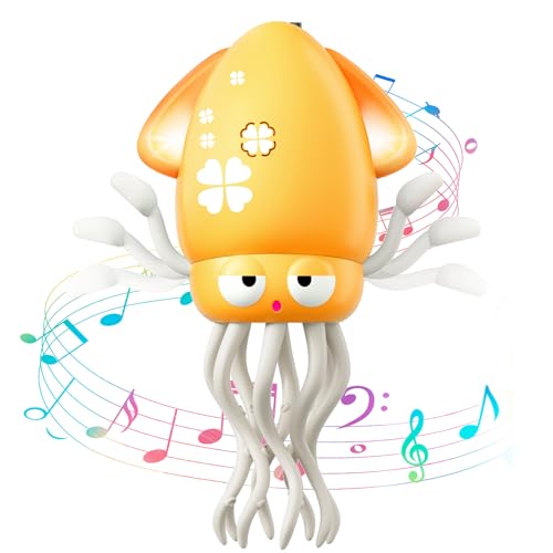 Image of Dancing Squid Baby Toy, Tummy Time Toys, Rechargeable Crawling Octopus with Music and Light for 3-6 6-12 12-18 36 Months 1 Year Old Learning Walking Toddle Easter Basket Stuffers 1st Birthday Gifts