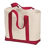 Stylish Two-Tone Reusable Grocery Shopping Tote Bags (1, RED)