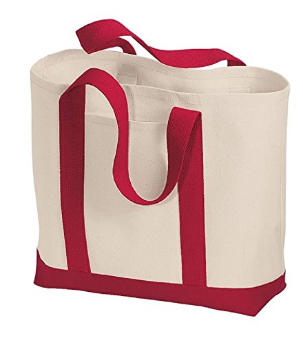 Stylish Two-Tone Reusable Grocery Shopping Tote Bags (1, RED)