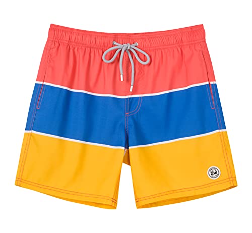 Surf Cuz Men's Swim Trunks Quick Dry Board Shorts With Mesh Lining 7 Inch Inseam Bathing Suits - Sun Rise,Small #TOP22