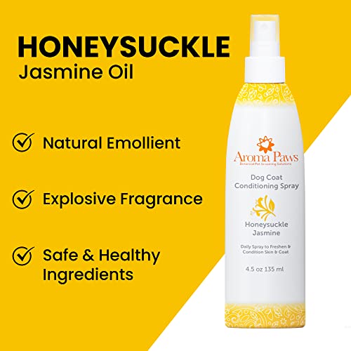 Aroma Paws Dog Coat Conditioning Spray - Pet-Friendly Detangler Spray With Natural Essential Oils For Dogs - Daily Dog Spray To Eliminate Odors And Knots - Honeysuckle Jasmine 4.5 Oz. #TOP2