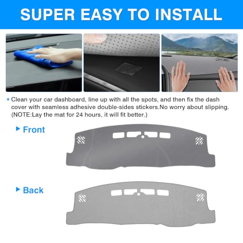 Image of Autorder Gray Dashboard Cover Mat for 2014-2018 Chevy Chevrolet Silverado /GMC Sierra 1500, 2015-2019 Silverado /GMC Sierra 2500HD 3500HD Accessories Dash Cover Upgrade Polyester Dash Mat