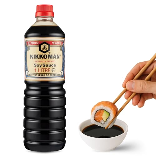 Salsa de Soja receta clásica, Salsa para Sushi, Soja Japonesa, ingredientes son 100% naturales sin aditivos ni conservantes, Para verduras, sopas, guisos, hacer salsas o aliñar las ensaladas, 1000 ml