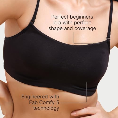 Image of Enamor Moulded Double Layer Front Women's Cotton Cami Bra - Detachable Slim Straps with Back Keyhole, Non Padded, Wirefree, High Coverage - A022