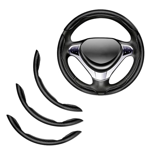Flintronic Funda Volante Fibra Carbono 3 Unidades, Funda Volante Coche Universal, Cubierta Volante Coche, Accesorios Coches Interior, Antideslizante, Diseño Mariposa Segmentado, Diámetro de 36-38cm