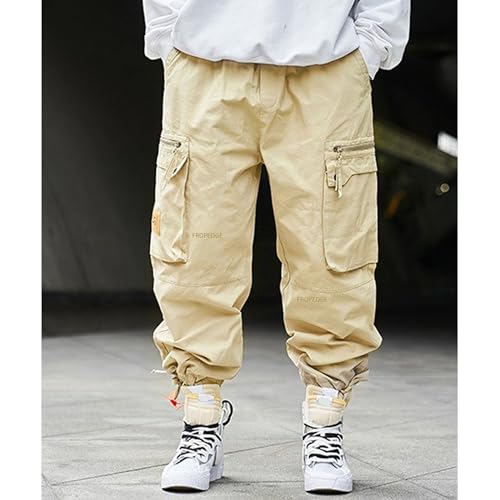 Men's American Vintage Tactical Techwear Pants Zipper Pocket Cargo Casual Pants Men Baggy Green Straight Leg Trouser4