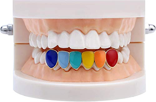 Canjoyn Hip Hop 18K Gold Plated Rainbow Bottom Grillz For Your Teeth Grill For Men Women #TOP2
