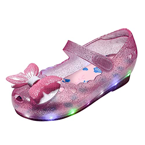 Children Kids Girls Sandals LED Light Luminous Shoes Casual Shoes Jelly Shoes Bow Princess Toddler Non-Slip Sandals