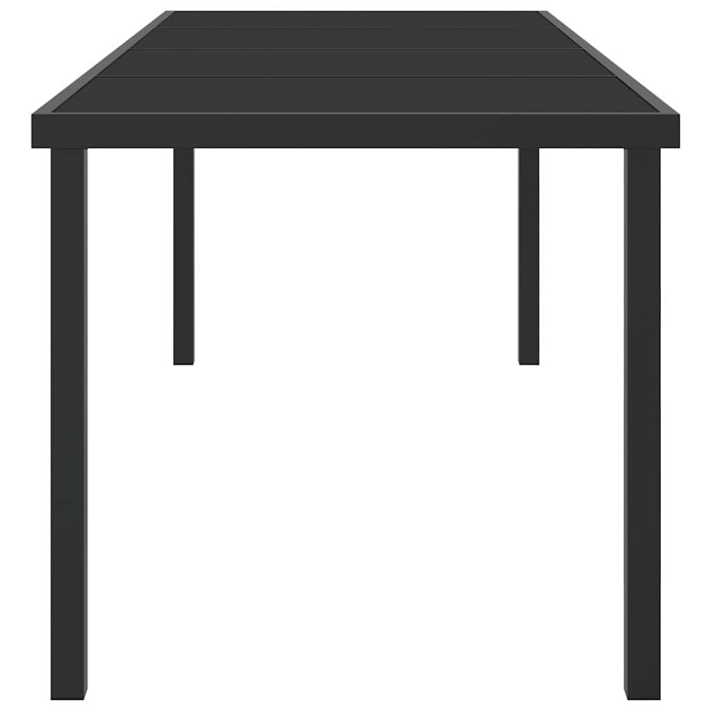 Tavolo da giardino nero, 200 x 80 x 73 cm, in metallo, con piano in