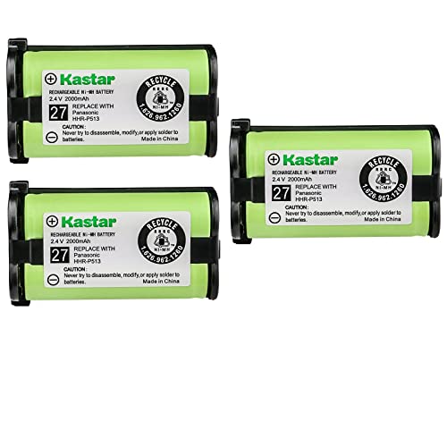 Kastar HHR-P513 Battery 3-Pack, Type 27 Replacement for HHR-P513 HHR-P513A HHR-P513A1B HRR-P513A1B KX-TG2208 KX-TG2214W KX-TG2216 KX-TG2216SV KX-TG2224 KX-TG2224W KX-TG2226 KX-TG2226BV