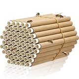Lewtemi 120 Pcs Mason Bee House Tube Refill Cardboard Bee Tube Paper Mason Beekeeper Cardboard Insert Beekeeping Supplies for Solitary Beehive House Garden Pollinator Nest