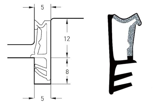 Fensterdichtung Flügelfalzdichtung Nutbreite- 5mm / Falz - 12 mm aus TPE hochwertige Holzfensterdichtung Fenster (Schwarz 10 m)