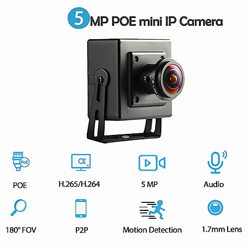 REVODATA 5MP Mini Fisheye POE IP Camera With Microphone,1.7mm Fisheye Lens 180° Viewing Angle P2P Remote View CCTV Video IP Audio Indoor Security Camera,H.265 Motion Detection (I706-3-P-A-HS) - Image 2