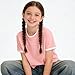 Girls Summer T Shirts,Girls Cotton Short Sleeve Tshirts Summer Loose Fit Crewneck Blouse Tops Trendy Color Block Pullover 3-14 Years