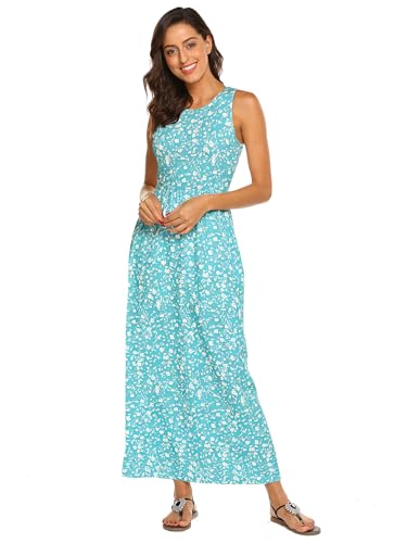 Image of Hount Women's Summer Sleeveless Striped Flowy Casual Long Maxi Dress with Pockets