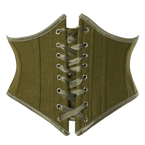 Scarlet Darkness Womens Corset Belt Renaissance Corset Lace Up Underbust Boned Waist Belts Green 16