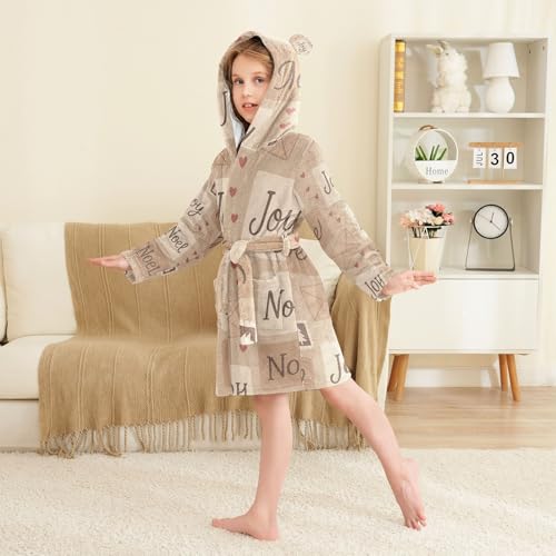 GuoChe Seamless Christmas Cards Pattern Childrens Bathrobe Hooded Robe3