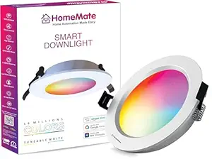 HomeMate WiFi Smart LED Downlight | 15 Watt, Round | 16 Million Colours + Warm and Cool White | Works with Amazon Alexa, Google Assistant and Siri (Pack of 1)(Polycarbonate)