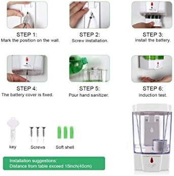 Touchless Hand Sanitizer Dispenser 700ml Automatic Wall-Mounted Liquid Infrared Soap Dispenser,Lotion Pump Battery Operated with Cover Lock for Kitchen Countertop Bathroom