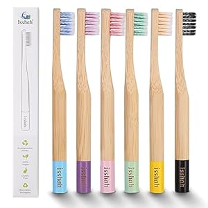 Kids Bamboo Toothbrushes Biodegradable Handle BPA Free Eco Friendly Children Size, FSC Certified and PETA Approved, Pack of 6 (Spiral Soft Nylon Bristles)