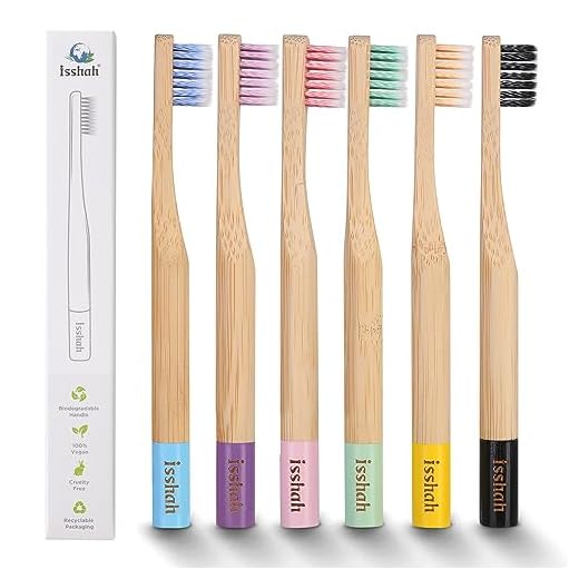 Isshah Biodegradable Bamboo Kids Toothbrush - Spiral Soft Bristles - 6 Pack