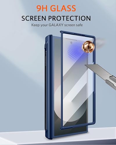 Image of Kapa Geometric S Pen Holder Hinge Protection Back Cover for Samsung Galaxy Z Fold6 / Fold 6 | Slim Shock Proof Case with Inbuilt Glass & S Pen Slot (Blue)