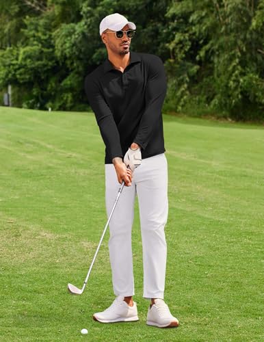 COOFANDY Men's Polo Shirt Long Sleeve Moisture Wicking Golf Shirts Sun Protection Collared Work Shirts3