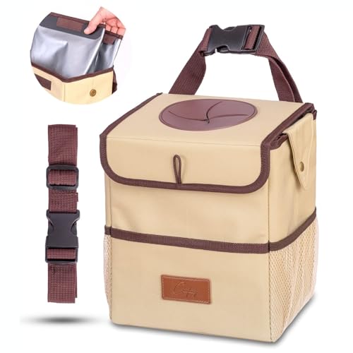 Creathing Car Trash Can with Lid, Detachable Lining | Console, Floor, Seat Hanging Car Garbage Bin and Storage Bag, Truck and Car Accessories (2 Gal, Beige) Creathing Car Trash Can with Lid, Detachable Lining | Console, Floor, Seat Hanging Car Garbage Bin and Storage Bag, Truck and Car Accessories (2 Gal, Beige)