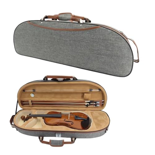 WUQIMUSC Estojo Para Violino 4/4 Tamanho Completo Em Nylon Oxford, Leve, Com Alças Ajustáveis, Bolsa De Viagem (Cinza)
