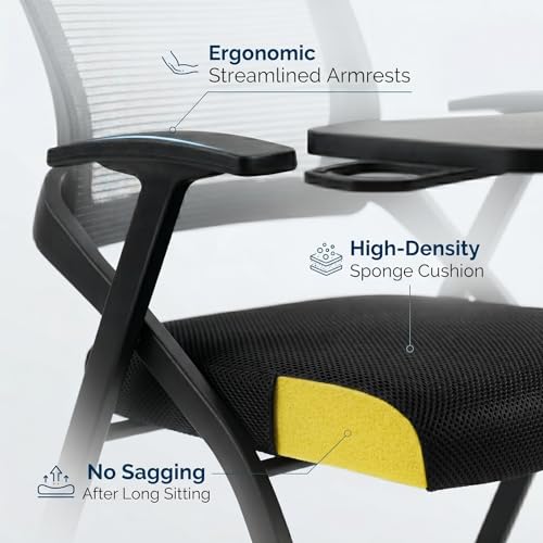 Image of 80Pack Folding Training Chairs with Desk Attached, Nesting Conference Chair