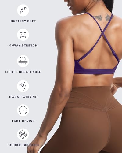 Image of Aoxjox Women's Workout Sports Bras Jamie Deep V Fitness Training Gym Bra Yoga Crop Tank