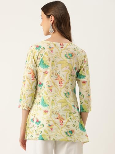 Image of feranoid Designer V-Neck Short Straight Kurti with 3Quarter Sleeves