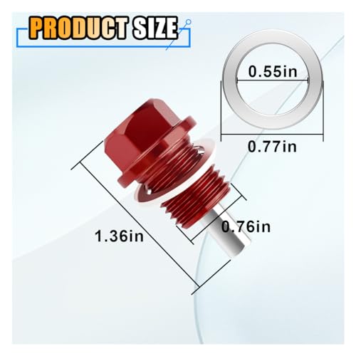 image for smilfuy M14×1.5 Magnetic Oil Drain Plug, Aluminum Oil Drain Nut Bolt 