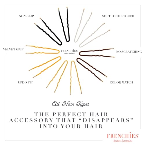 Frenchies French Twist Hair Pin, Ultra Flocked Extra Soft French Hair Pins for Women, Wedding, Updo Extensions, or Wig, 20 Count, Red