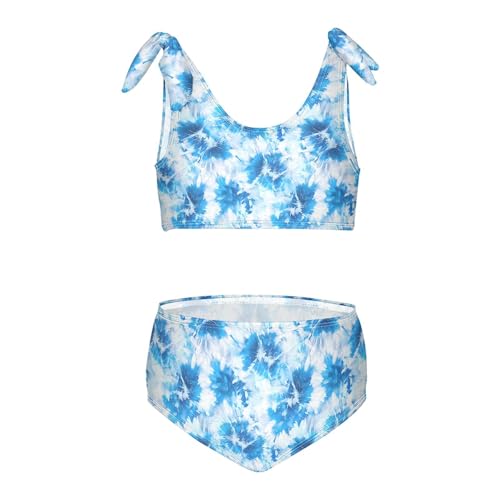 Blue Tie Dye Girls Two Piece Tankini Swimsuits Summer Bathing Suit Beach Swimwear Set